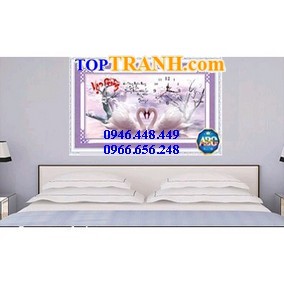 Tranh thêu đồng hồ vợ chồng